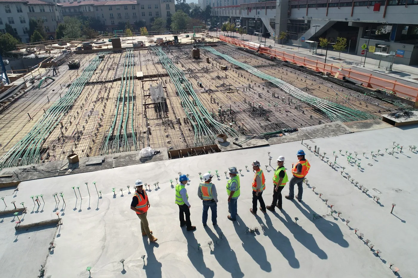 Wide view of an active foundation construction area