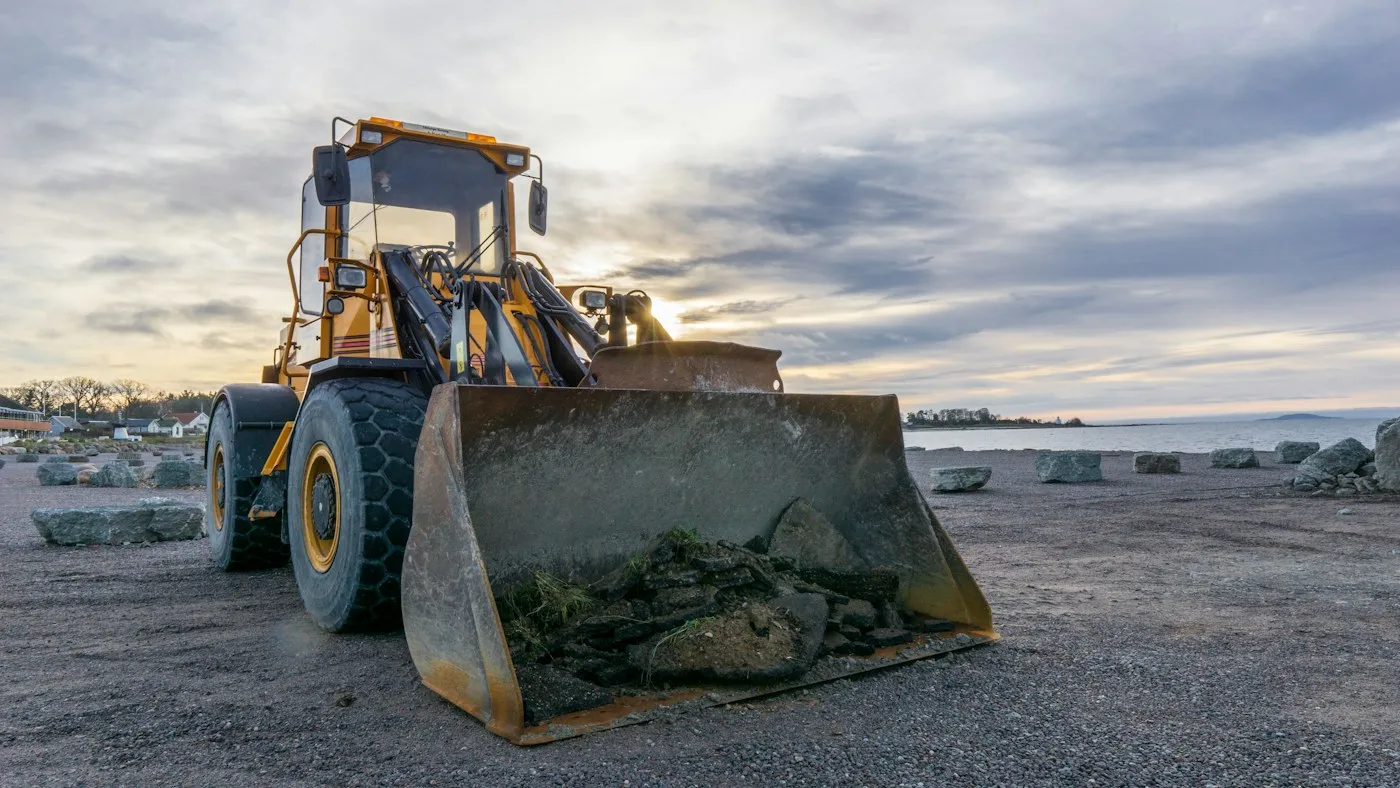 Wheel loader on an open gravel site
